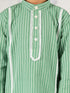 Boy's Green Kurta Pyjama Set With Kantha Work