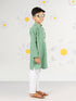 Boy's Green Kurta Pyjama Set With Kantha Work