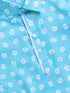 Boy's Aqua Floral Linen Slub Kurta Patiala Set