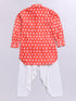 Boy's Orange Floral Linen Slub Kurta Patiala Set