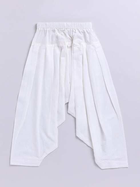 Boy's Orange Floral Linen Slub Kurta Patiala Set