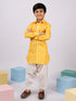 Boy's Yellow Floral Linen Slub Kurta Patiala Set