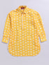 Boy's Yellow Floral Linen Slub Kurta Patiala Set