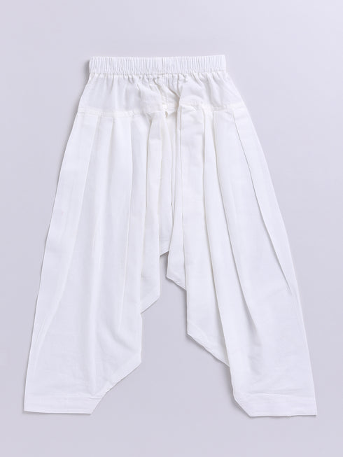 Boy's Yellow Floral Linen Slub Kurta Patiala Set