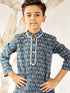 Boy's Blue Cotton Kurta Pyjama Set