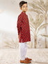 Boy's Red Cotton Kurta Pyjama Set