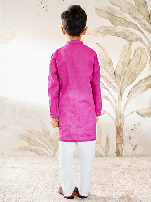 Boy's Purple Cotton Kurta Pyjama Set