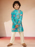 Boys Blue Sequin Kurta Pajama Set