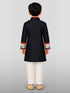 Boys Black Cotton Embroidered Kurta Pyjama Set