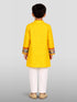 Boys Yellow Cotton Embroidered Kurta Pyjama Set