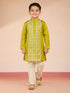 Boy's Green Satin Kurta Set