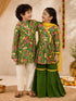Vastramay Girls' Green Cotton Kurta with Sharara Set