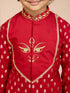 Boys Red Viscose Zari Embroidered Kurta with Dhoti Set