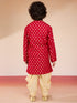 Boys Red Viscose Zari Embroidered Kurta with Dhoti Set