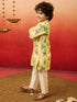 Boys Yellow Rayon Animal Print Kurta with Cream Pyjama Set