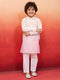 Boys Onion Embroidered Cotton Kurta with Cream Pyjama