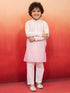Boys Onion Embroidered Cotton Kurta with Cream Pyjama