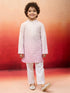 Boys Onion Embroidered Cotton Kurta with Cream Pyjama