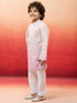 Boys Onion Embroidered Cotton Kurta with Cream Pyjama