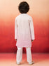 Boys Onion Embroidered Cotton Kurta with Cream Pyjama
