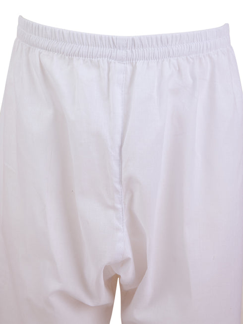 Boys Onion Embroidered Cotton Kurta with Cream Pyjama