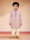 Boys Baby Pink Satin Floral Kurta Pajama Set