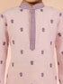 Boys Baby Pink Satin Floral Kurta Pajama Set