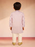 Boys Baby Pink Satin Floral Kurta Pajama Set