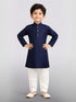 Boy's Navy Blue Cotton Kurta Pyjama Set