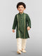 Boy Dark Green Silk Blend Kurta and Pyjama Set Wedding, Festive Glitz, Festive, Indated Traditions, Tailored Fit Treasures Ethnic Wear