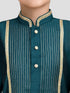 Boy's Turquoise Zari Embroidered Kurta Pyjama