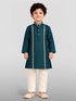 Boy's Turquoise Zari Embroidered Kurta Pyjama