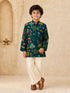 Boy Dark Green Muslin Kurta and Wide Leg Pant Ethnic Wear