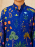 Boy's Blue Muslin Floral Print Thigh Length Kurta and Wide Leg Pant