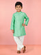 Boy's Aqua Geometric Kurta Pyjama Set