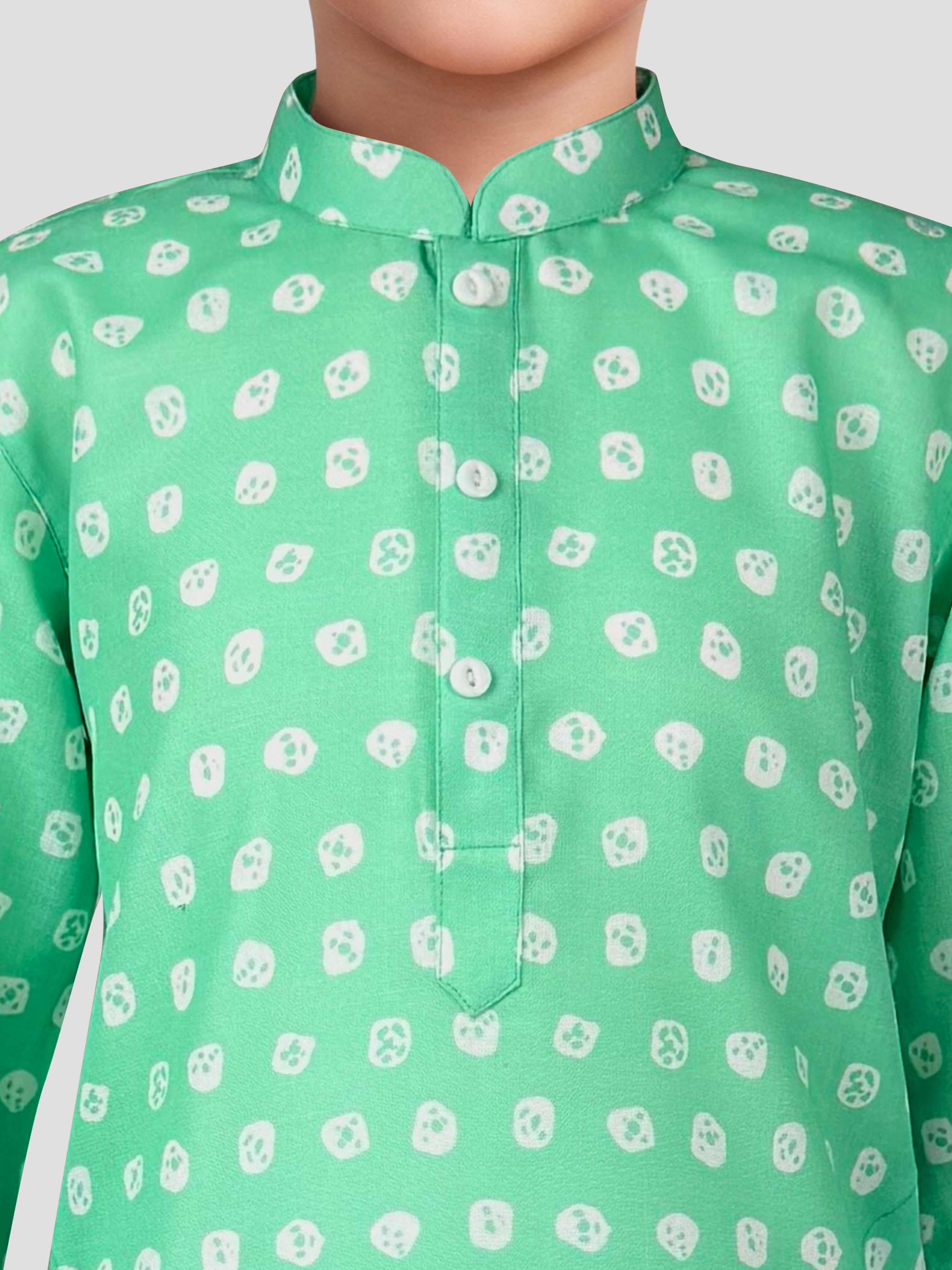 Boy's Aqua Geometric Kurta Pyjama Set