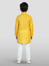 Boys Yellow Linen Slub Kurta Pyjama Set