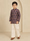 Boy Wine Silk Blend Kurta and Wide Leg Pant Ethnic Wear