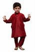 Boys' Maroon Cotton Silk Kurta and Pyjama Set