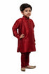 Boys' Maroon Cotton Silk Kurta and Pyjama Set