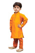 VASTRAMAY Boys' Orange Cotton Silk Blend Kurta and Pyjama Set