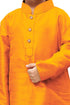 VASTRAMAY Boys' Orange Cotton Silk Blend Kurta and Pyjama Set