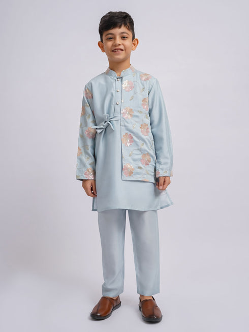 Boy's' Aqua Kurta And Pyjama Set