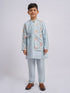 Boy's' Aqua Kurta And Pyjama Set