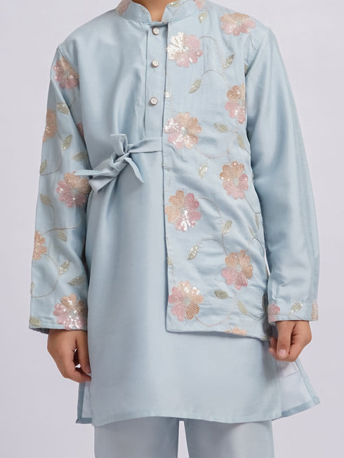 Boy's' Aqua Kurta And Pyjama Set