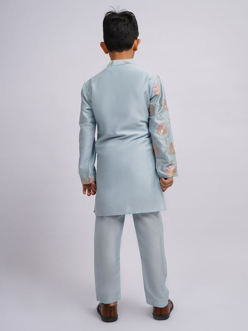 Boy's' Aqua Kurta And Pyjama Set