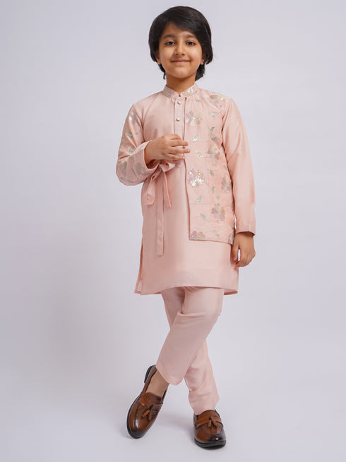 Boy's' Peach Kurta And Pyjama Set