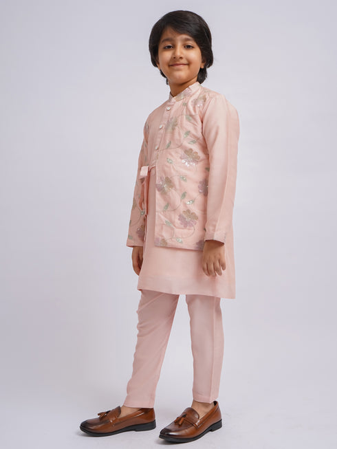 Boy's' Peach Kurta And Pyjama Set