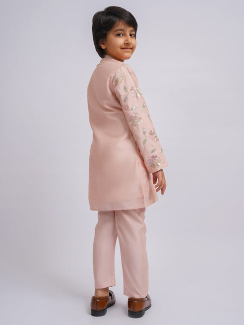 Boy's' Peach Kurta And Pyjama Set