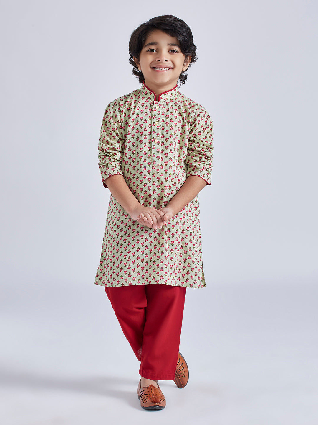 Boy's' Mint Green Kurta Pyjama Set